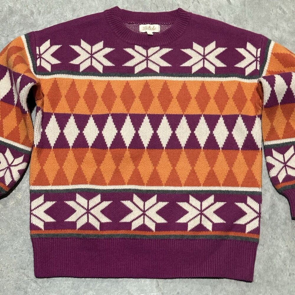 Listicle Sweater Women Small Zermatt Geometric Fair Isle